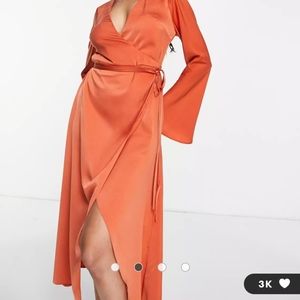 NWT: Asos Orange Wrap Dress Size 14